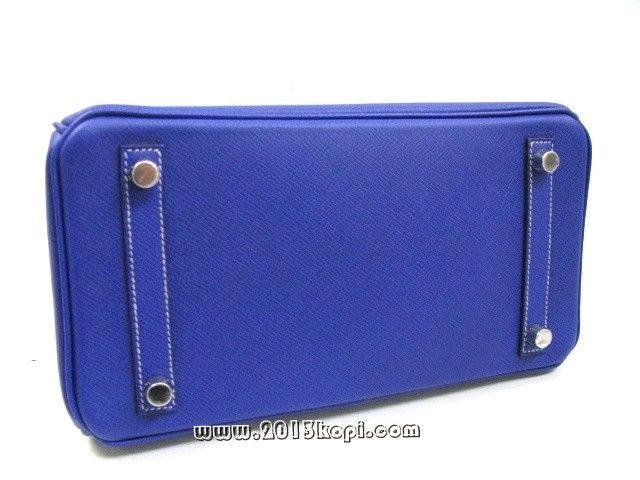 国内発送エルメスコピー バーキン25 ヴォーエプソン/ブルーエレクトリック×ミコノス 金具 シルバー hms018