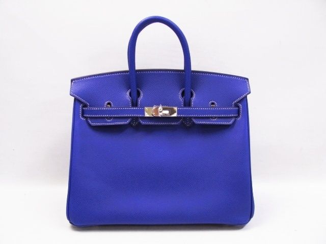 エルメス バーキン25 ヴォーエプソン/ブルーエレクトリック×ミコノス 金具 シルバー hms017