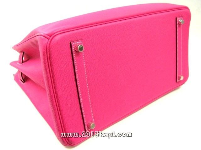 国内発送エルメスコピー バーキン35ヴォーエプソン/ローズティリアン 金具 シルバー 2104100726643