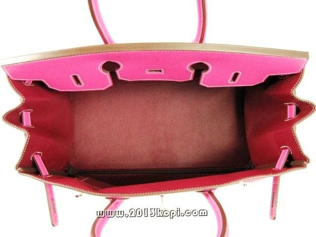 国内発送エルメスコピー バーキン35ヴォーエプソン/ローズティリアン 金具 シルバー 2104100726643