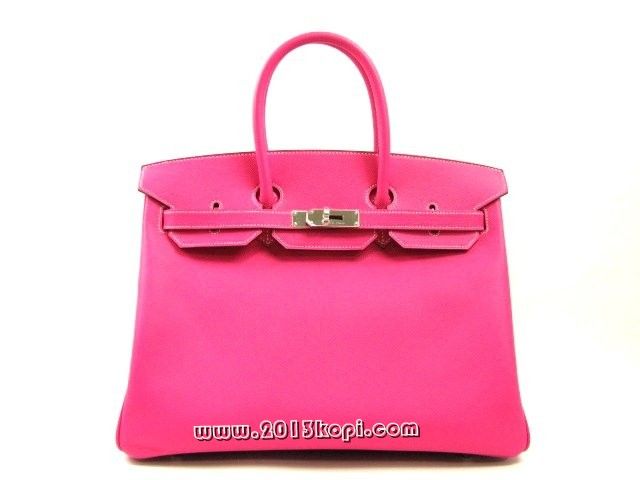 国内発送エルメスコピー バーキン35ヴォーエプソン/ローズティリアン 金具 シルバー 2104100726643