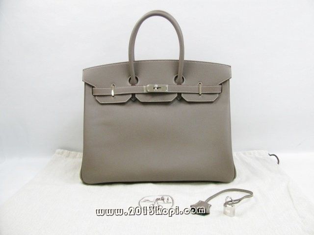 エルメス バーキン35 ヴォーエプソン/エタン/ミコノス 金具 シルバー 2104100725509