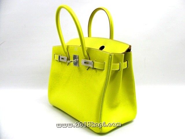 エルメス バーキン30ヴォーエプソン/ライム 金具 シルバー hms128