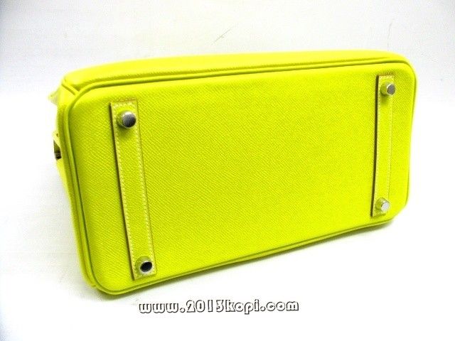 エルメス バーキン30ヴォーエプソン/ライム 金具 シルバー hms128