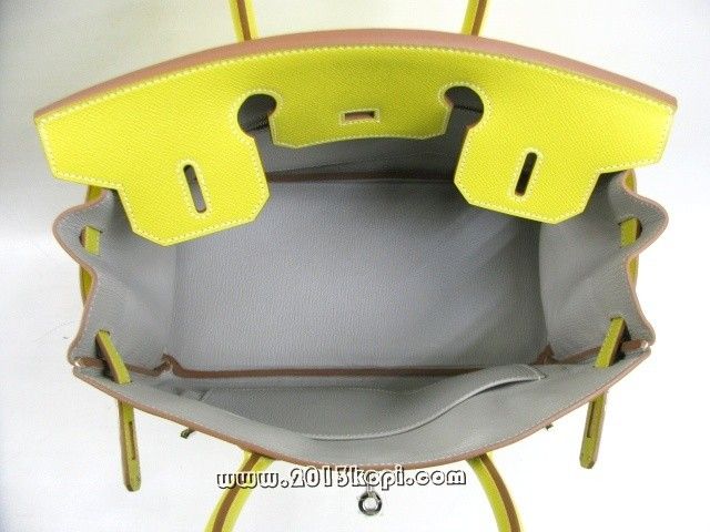 エルメス バーキン30ヴォーエプソン/ライム 金具 シルバー hms128