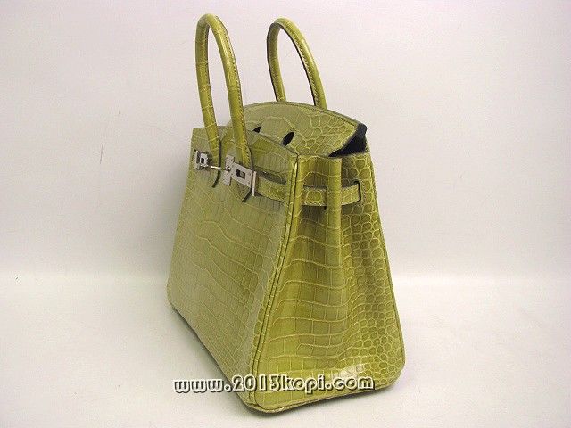 エルメス バーキン25クロコダイルポロサス/アニス（金具：シルバー） 2104100388445