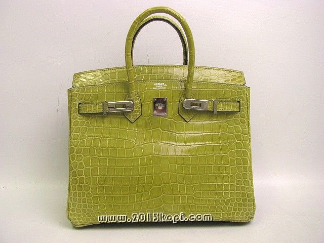 エルメス バーキン25クロコダイルポロサス/アニス（金具：シルバー） 2104100388445