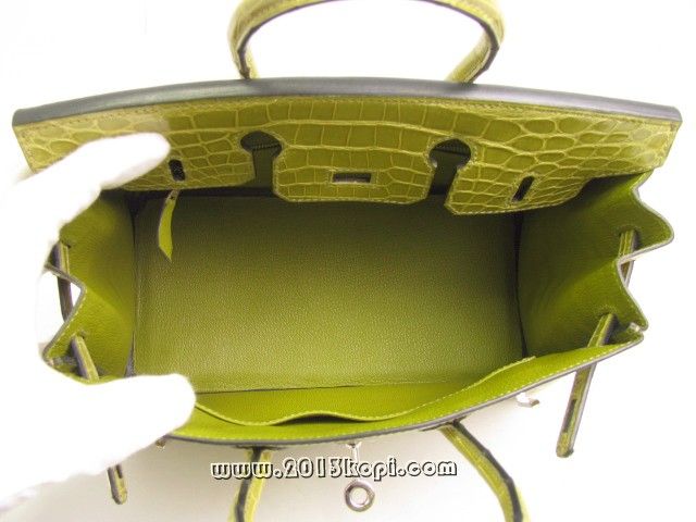 エルメス バーキン25クロコダイルポロサス/アニス（金具：シルバー） 2104100388445