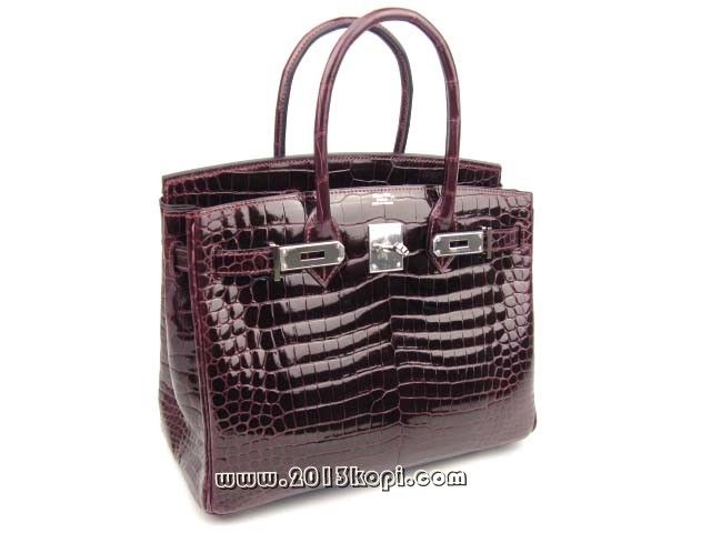 国内発送エルメスコピー バーキン30クロコダイルポロサス/プラム 2104100234551