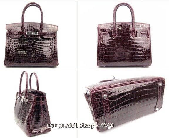 国内発送エルメスコピー バーキン30クロコダイルポロサス/プラム 2104100234551