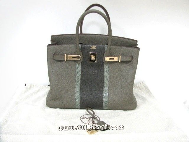 国内発送エルメスコピー バーキン35クラブトリヨンクレマンス/リザード/グラファイト×エタン×グリ  2106500161673
