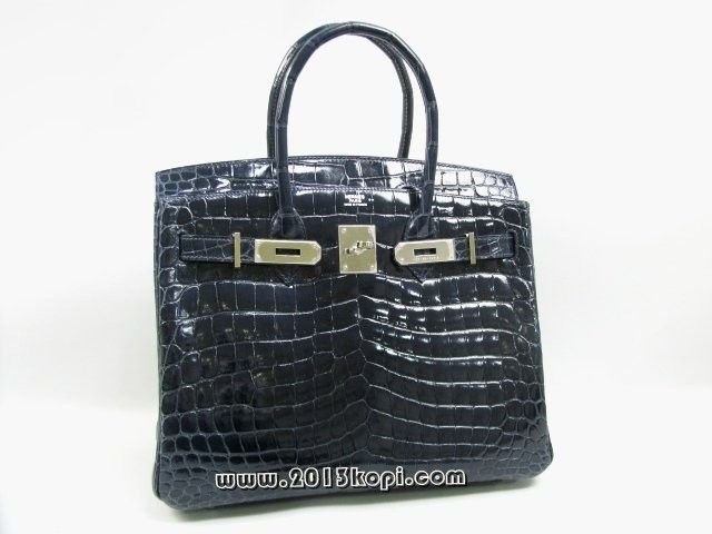 エルメスバーキン30クロコダイルニロティカス/ブルーアビス（金具：シルバー）2104100660121