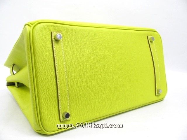 エルメス バーキン35ヴォーエプソン/ライム 金具 シルバー 2104100737649