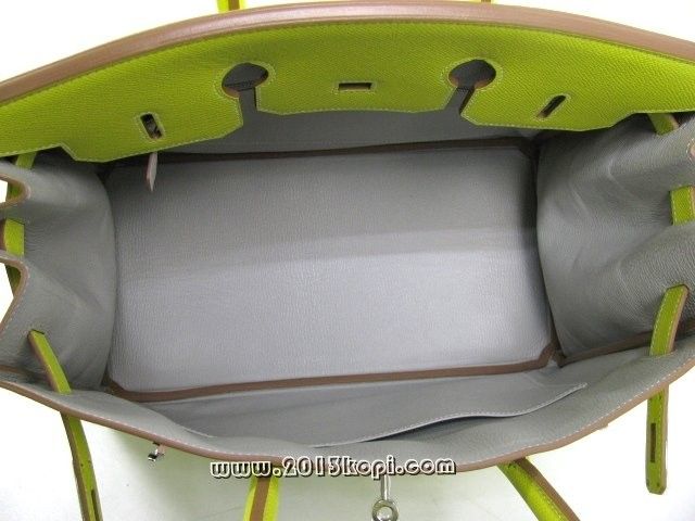 エルメス バーキン35ヴォーエプソン/ライム 金具 シルバー 2104100737649