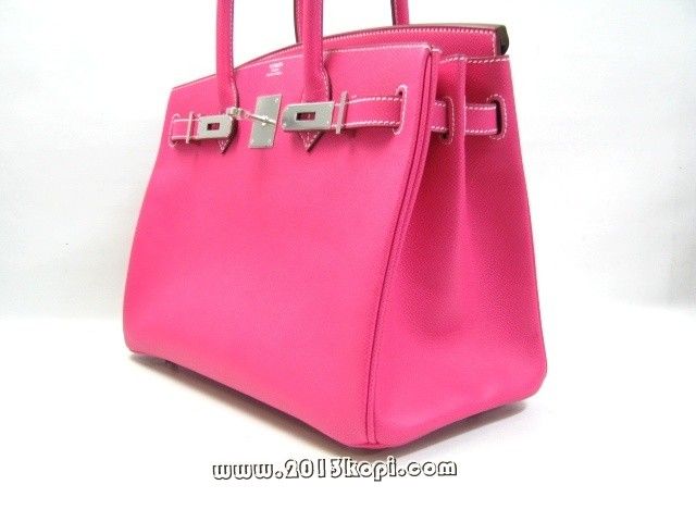 国内発送エルメスコピー バーキン30ヴォーエプソン/ローズティリアン 金具 シルバー hms131