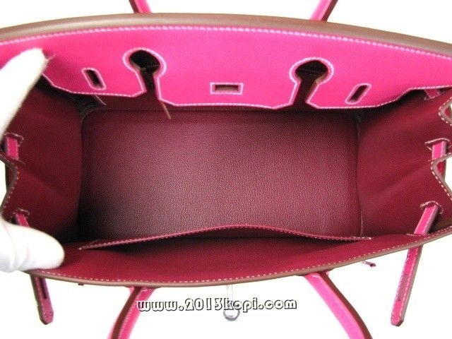 国内発送エルメスコピー バーキン30ヴォーエプソン/ローズティリアン 金具 シルバー hms131