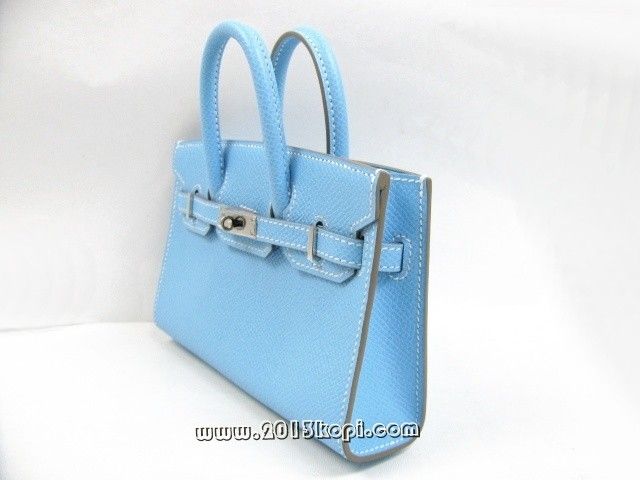 エルメス タイニーバーキンヴォーエプソン/セレステ 金具：シルバー 2105300147177