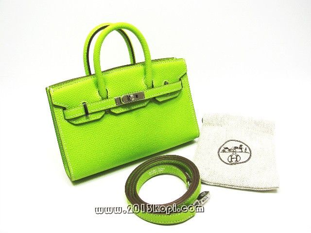 エルメス タイニーバーキンヴォーエプソン/キウイ 金具：シルバー 2106800033427