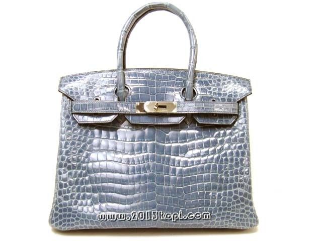 エルメス バーキン30クロコダイルポロサス/ブルージーン hms140