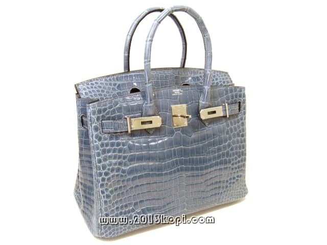 エルメス バーキン30クロコダイルポロサス/ブルージーン hms140