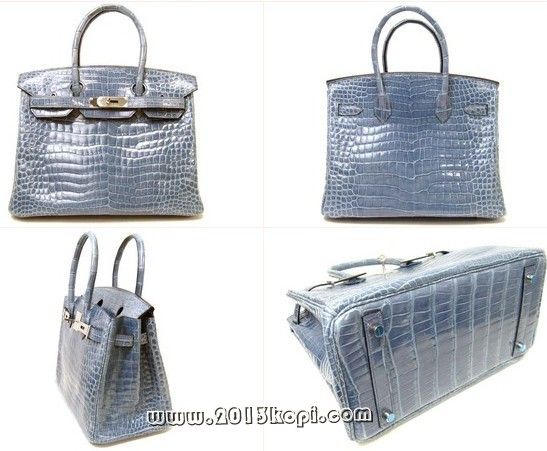 エルメス バーキン30クロコダイルポロサス/ブルージーン hms140