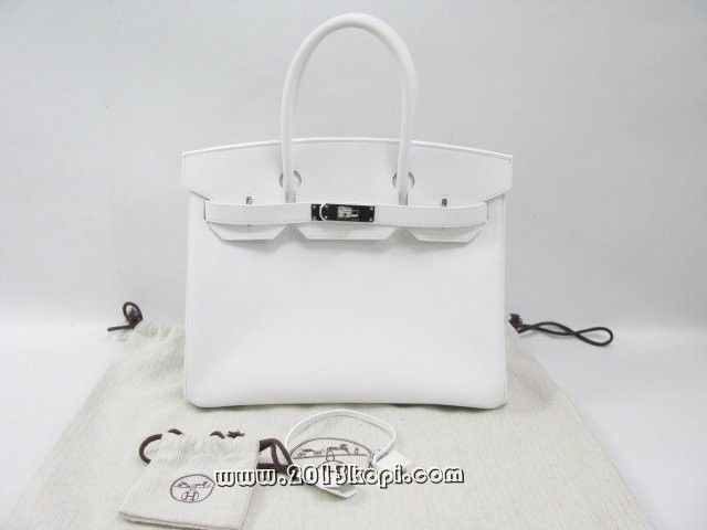 エルメス バーキン30ヴォーエプソン/ホワイト シルバー金具 hms139
