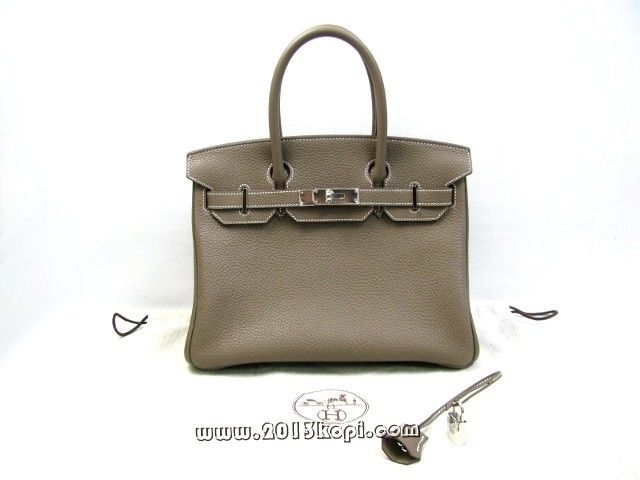 エルメス バーキン30トリヨンクレマンス/エトゥープ 金具 シルバー hms134