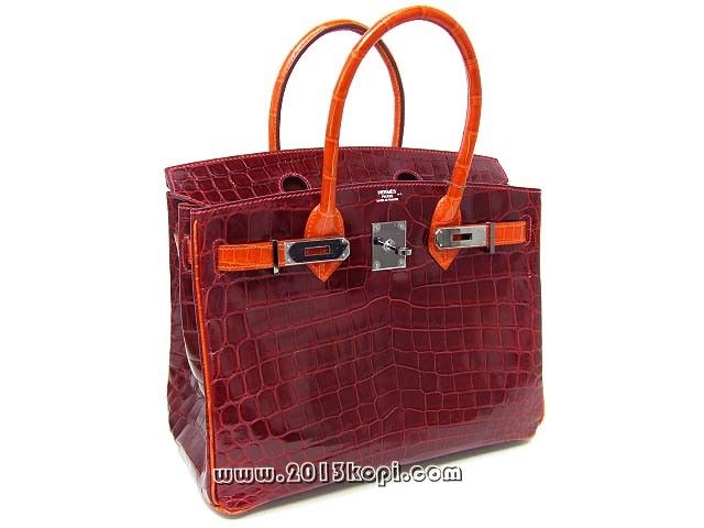 国内発送エルメスコピー バーキン30クロコダイルニロティカス/ルージュヴィフ×オレンジ hms160