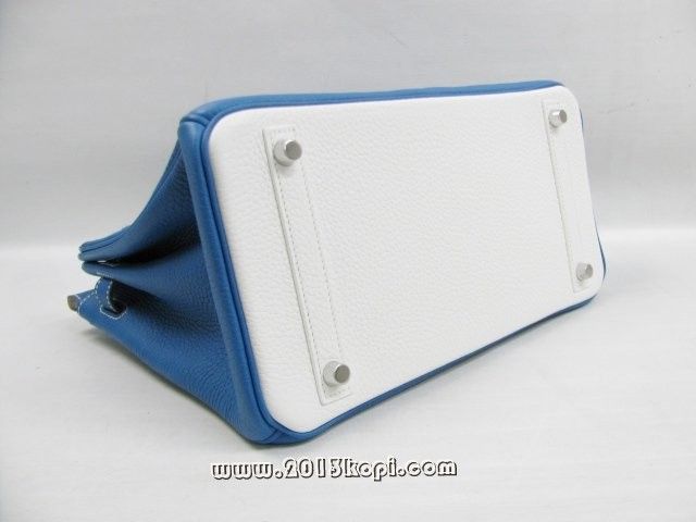 国内発送エルメスコピー バーキン30 エクラヴォーエプソン /ミコノス/ブラン 金具 シルバー hms155