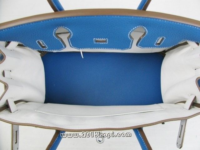 国内発送エルメスコピー バーキン30 エクラヴォーエプソン /ミコノス/ブラン 金具 シルバー hms155