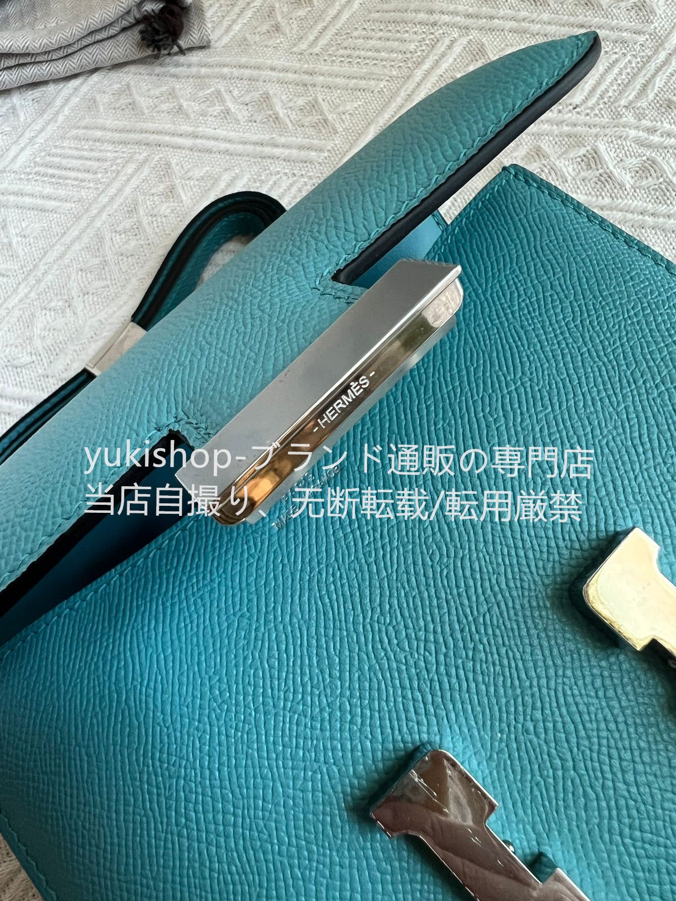 セール品　ハーフ手縫い　エルメス　希少のシエル　hermes Constancemini 　コンスタンスミニ　レディース　バッグ　ショルダーバッグ　肩掛けバッグ　シルバー金具 - 画像 3