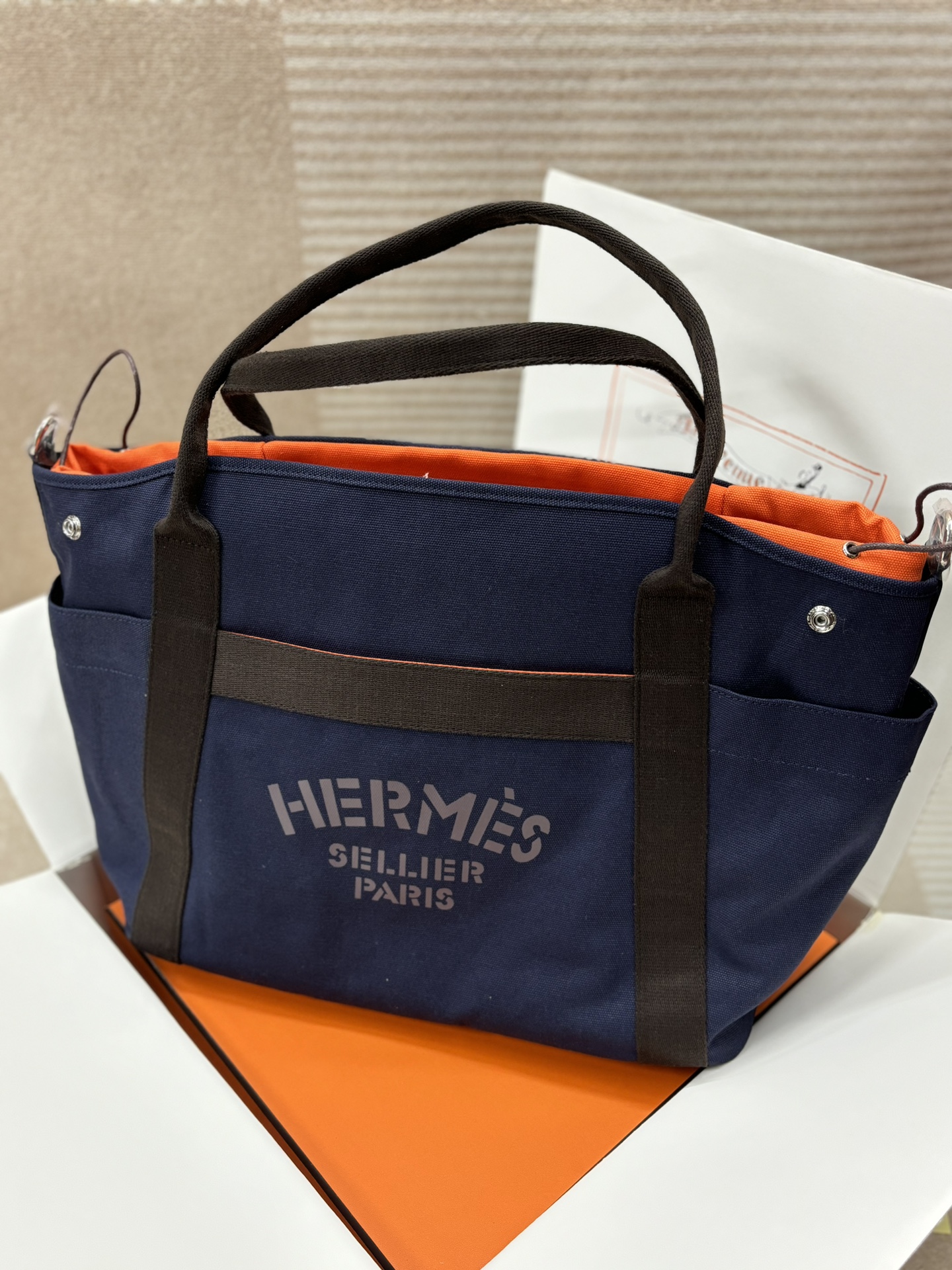ハーフ手縫い　エルメス　Hermes　サックドパンサージュ グルーム　キャンバス　男女兼用　2WAYバッグ　マザーズバッグ　トートバッグ　ハンドバッグ　ストラップ付 　4色 - 画像 2