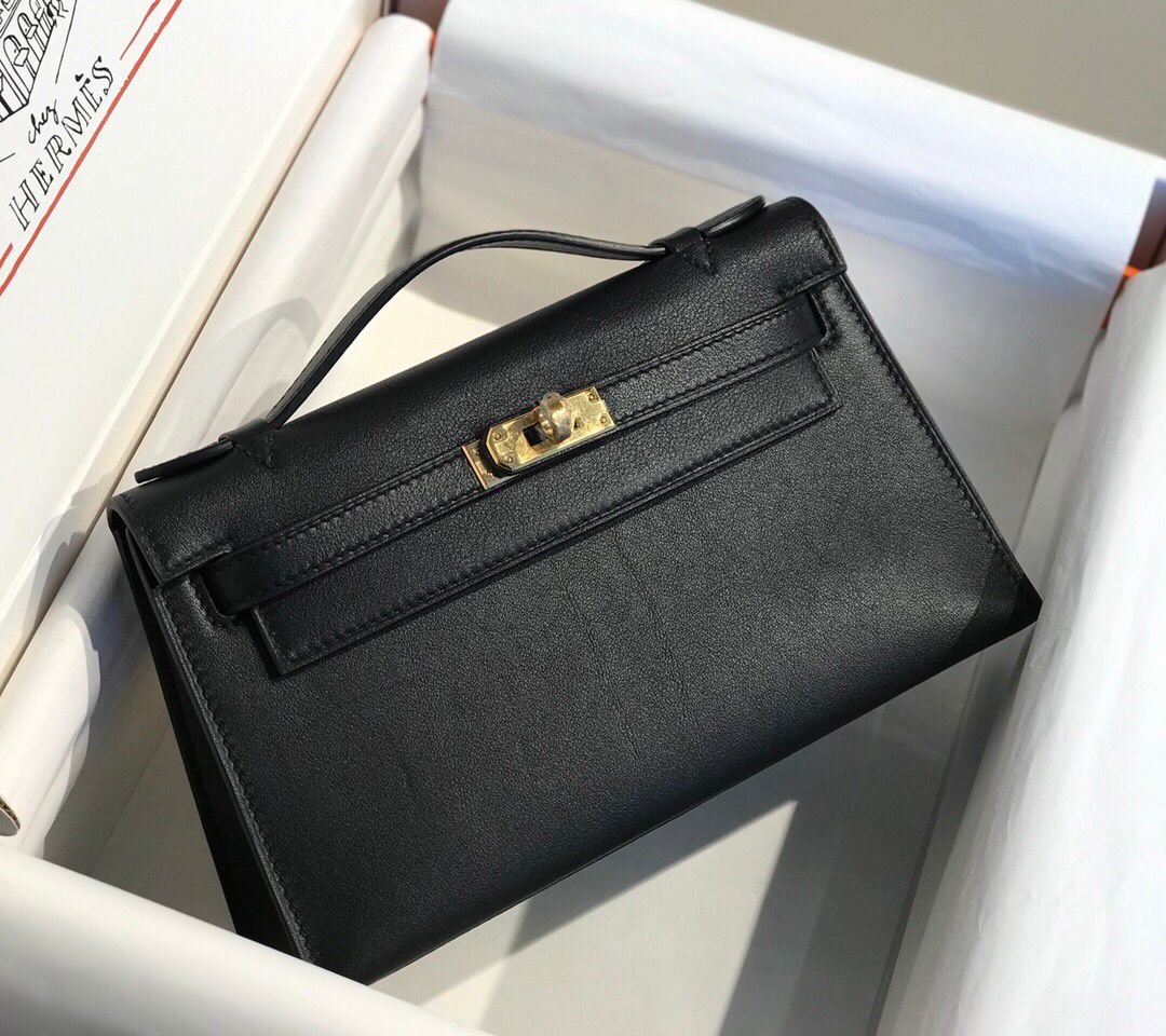 ハーフ手縫い　HERMES　エルメス　ポシェットケリー　スイフト　ミニバッグ　レディース　ハンドバッグ　クラッチバッグ　牛革 - 画像 2