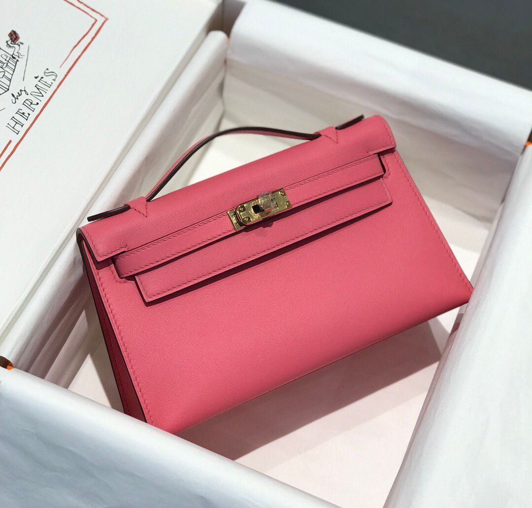 ハーフ手縫い　HERMES　エルメス　ポシェットケリー　スイフト　ミニバッグ　レディース　ハンドバッグ　クラッチバッグ　牛革 - 画像 3