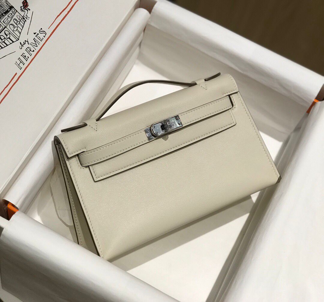 ハーフ手縫い　HERMES　エルメス　ポシェットケリー　スイフト　ミニバッグ　レディース　ハンドバッグ　クラッチバッグ　牛革 - 画像 5