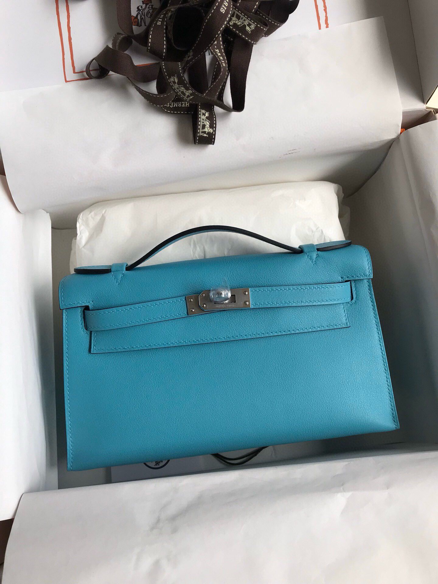ハーフ手縫い　HERMES　エルメス　ポシェットケリー　スイフト　ミニバッグ　レディース　ハンドバッグ　クラッチバッグ　牛革 - 画像 9