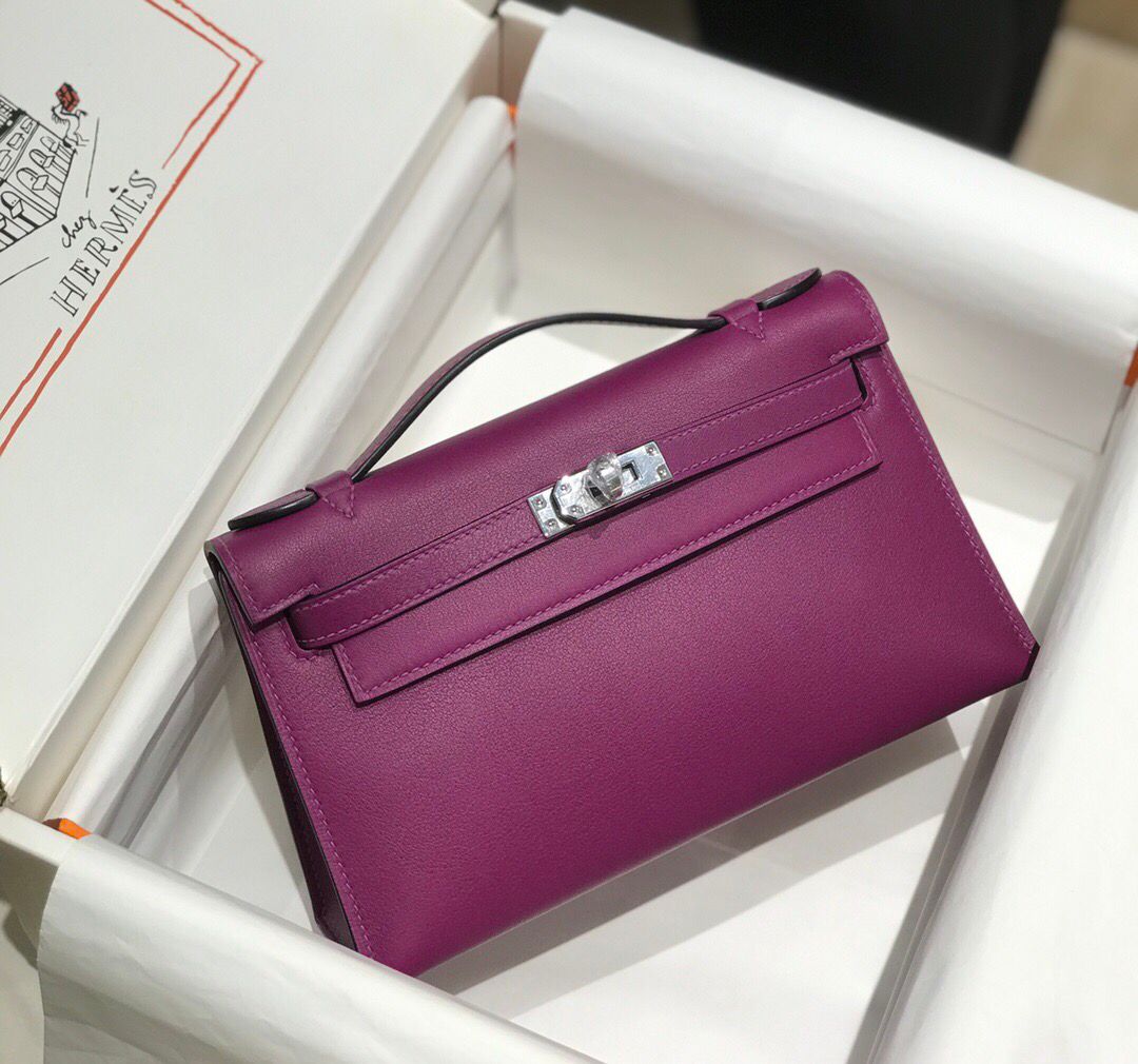 ハーフ手縫い　HERMES　エルメス　ポシェットケリー　スイフト　ミニバッグ　レディース　ハンドバッグ　クラッチバッグ　牛革 - 画像 10