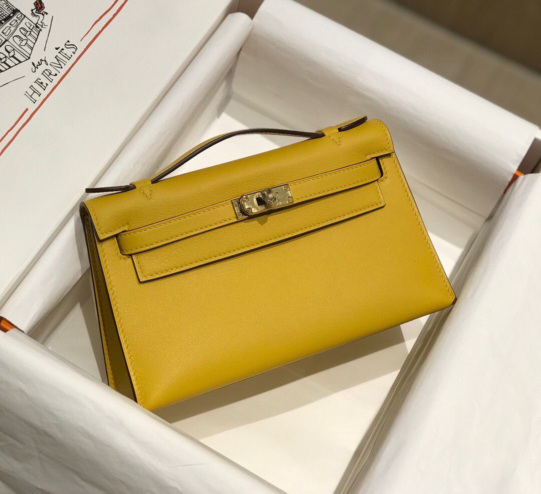 ハーフ手縫い　HERMES　エルメス　ポシェットケリー　スイフト　ミニバッグ　レディース　ハンドバッグ　クラッチバッグ　牛革 - 画像 11