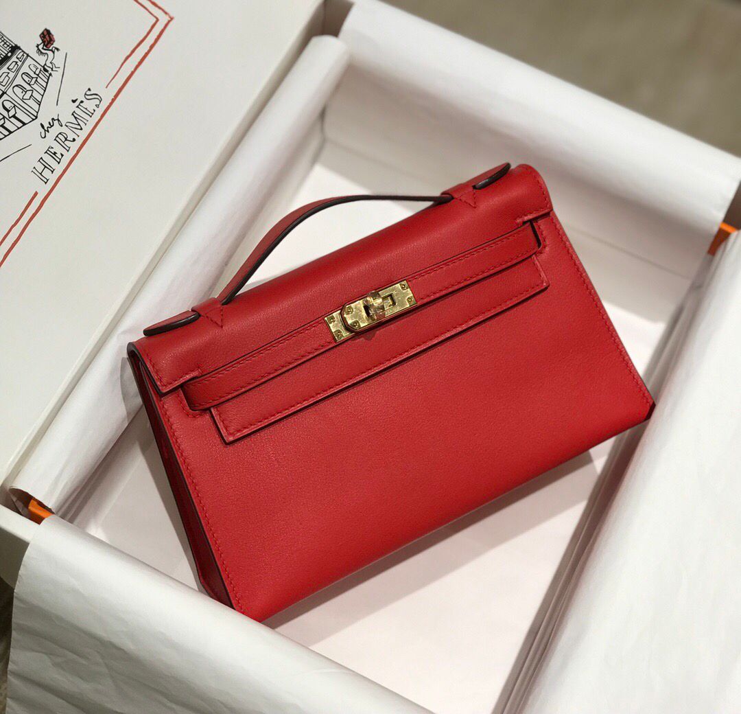 ハーフ手縫い　HERMES　エルメス　ポシェットケリー　スイフト　ミニバッグ　レディース　ハンドバッグ　クラッチバッグ　牛革 - 画像 13