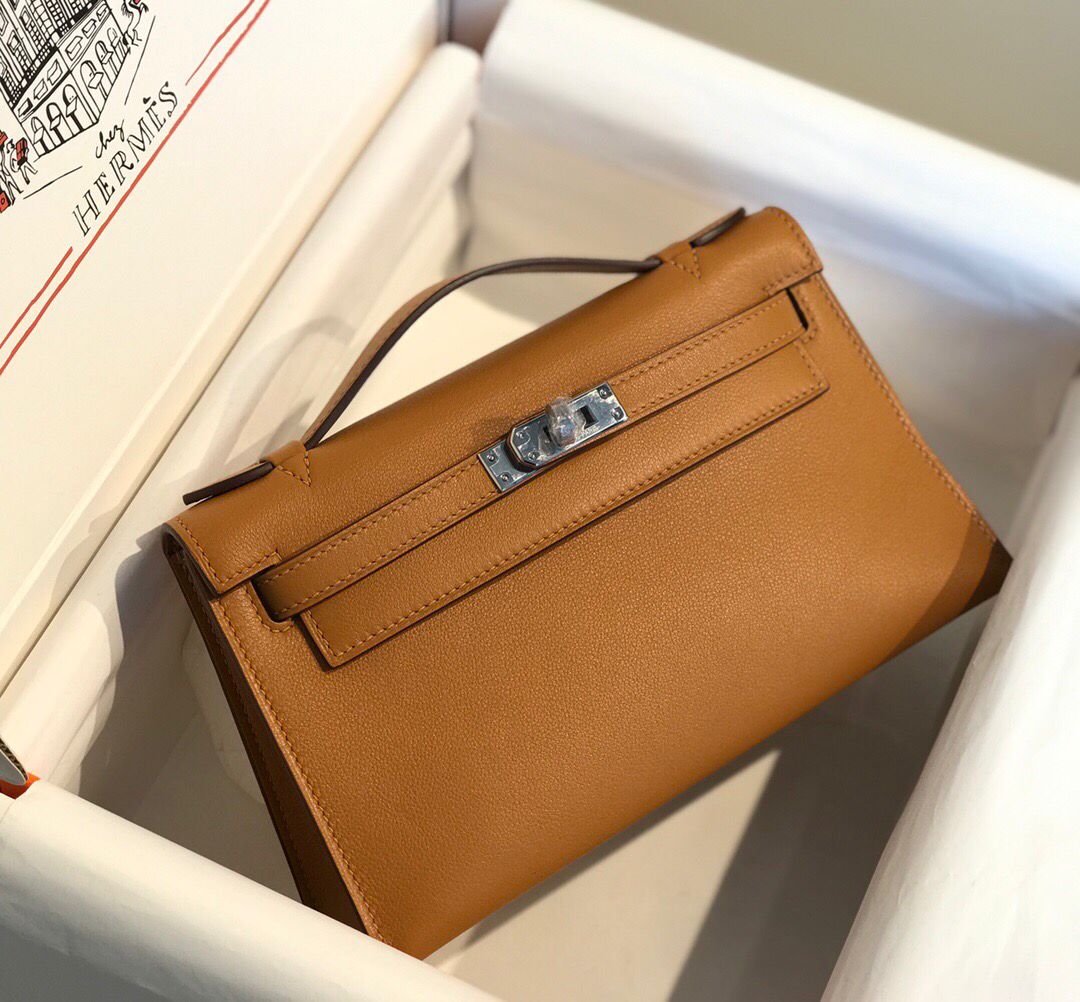 ハーフ手縫い　HERMES　エルメス　ポシェットケリー　スイフト　ミニバッグ　レディース　ハンドバッグ　クラッチバッグ　牛革 - 画像 14