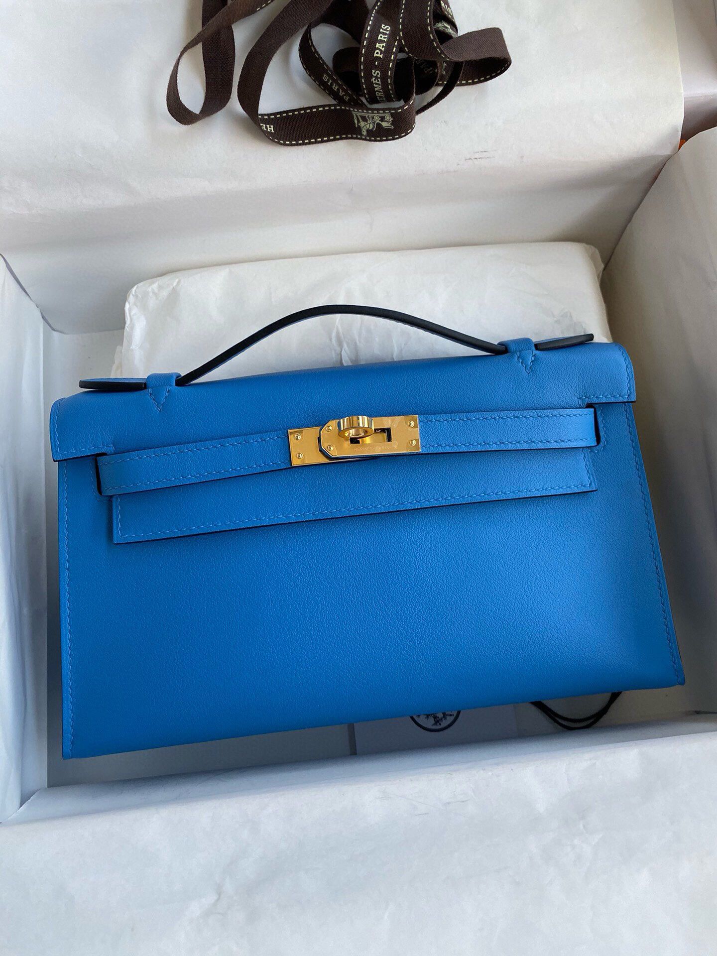ハーフ手縫い　HERMES　エルメス　ポシェットケリー　スイフト　ミニバッグ　レディース　ハンドバッグ　クラッチバッグ　牛革 - 画像 15