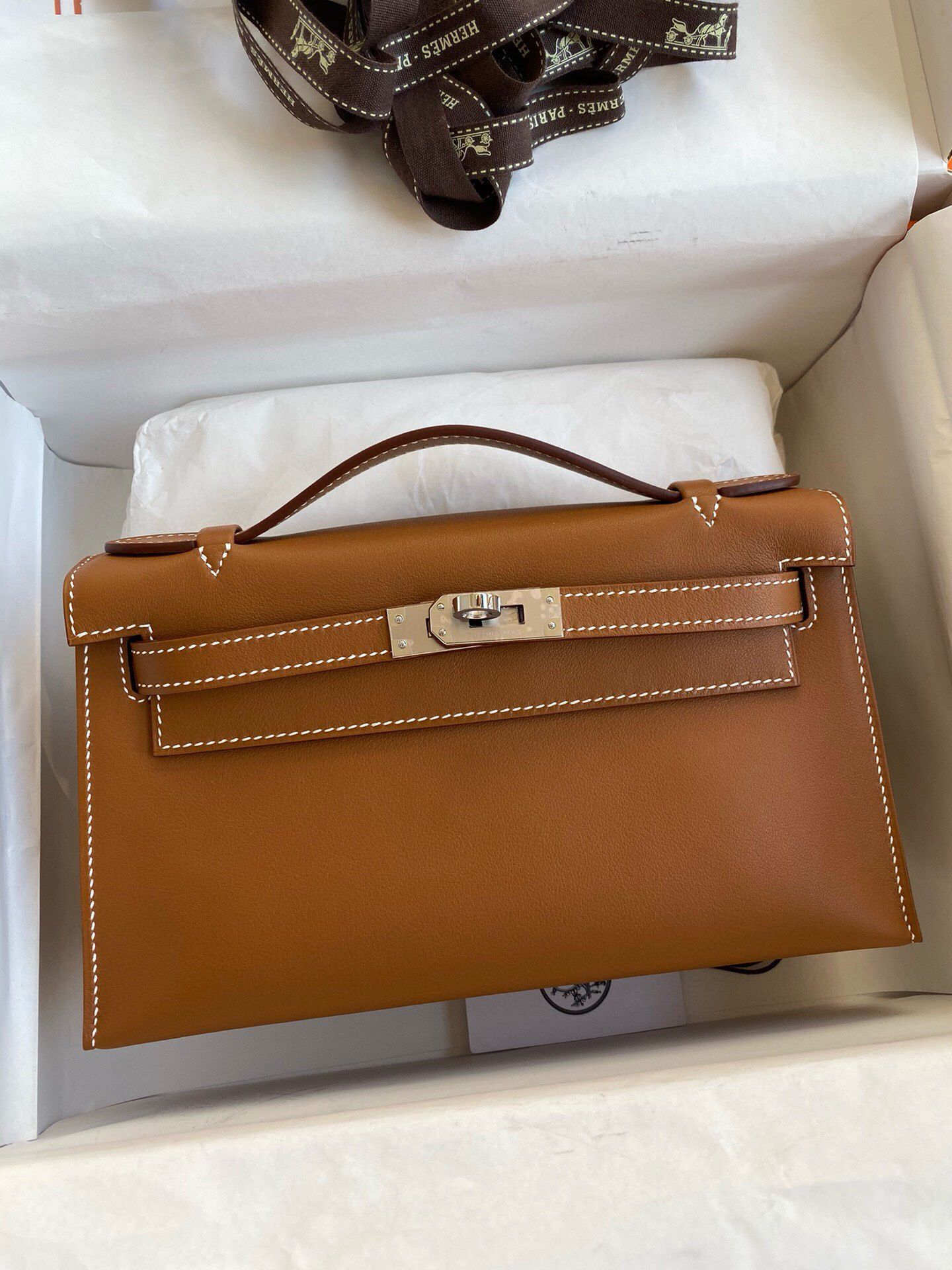 ハーフ手縫い　HERMES　エルメス　ポシェットケリー　スイフト　ミニバッグ　レディース　ハンドバッグ　クラッチバッグ　牛革 - 画像 17