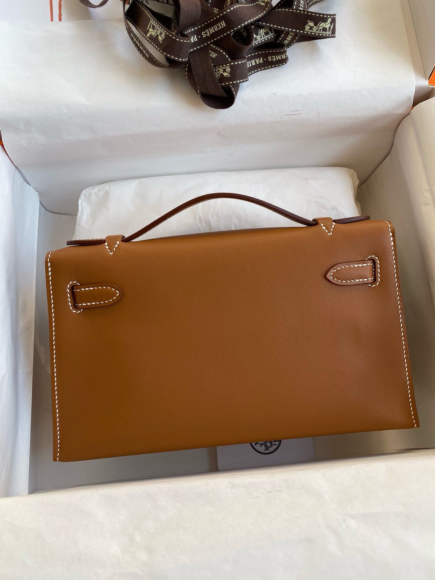 ハーフ手縫い　HERMES　エルメス　ポシェットケリー　スイフト　ミニバッグ　レディース　ハンドバッグ　クラッチバッグ　牛革 - 画像 18