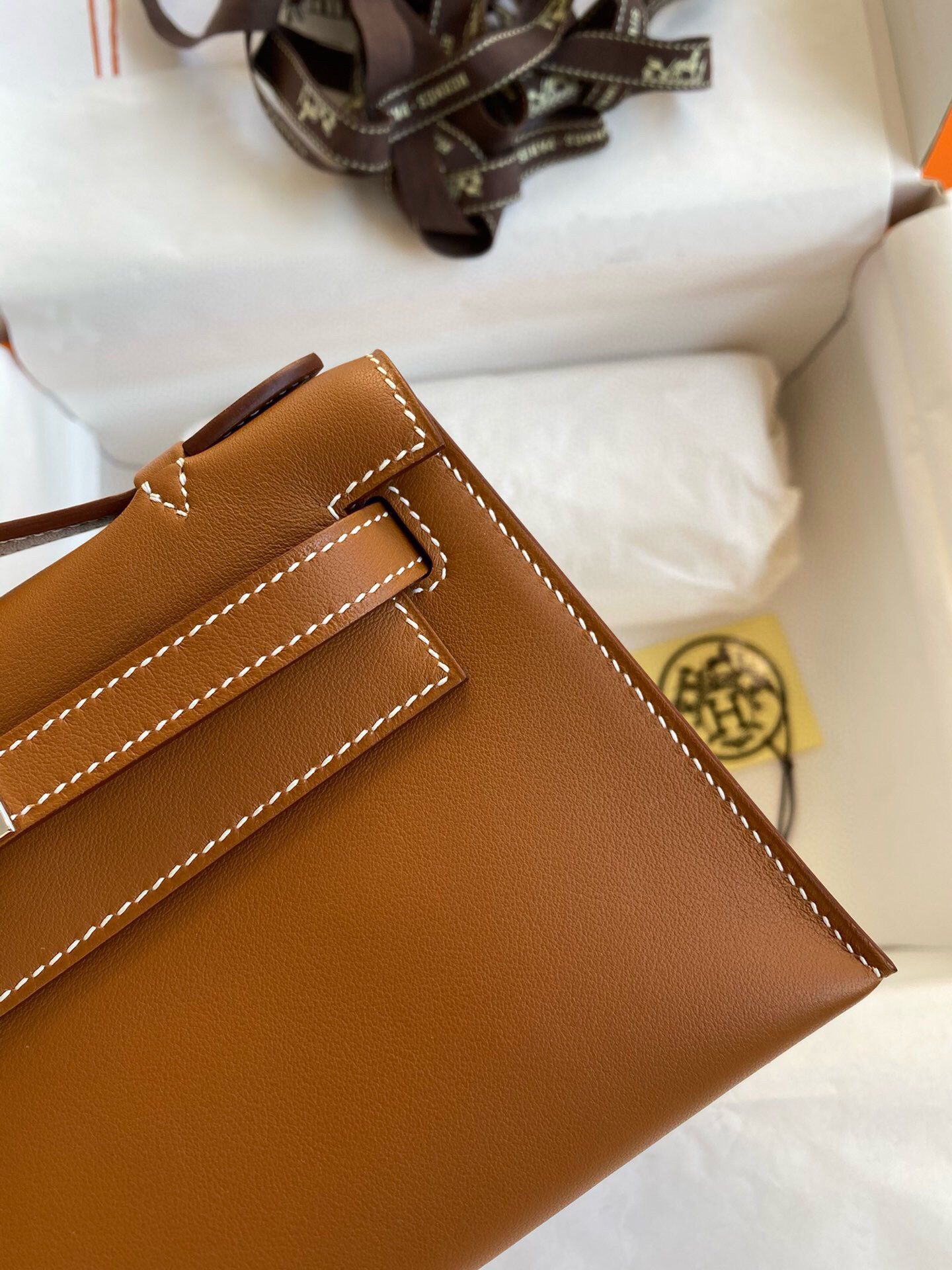 ハーフ手縫い　HERMES　エルメス　ポシェットケリー　スイフト　ミニバッグ　レディース　ハンドバッグ　クラッチバッグ　牛革 - 画像 20