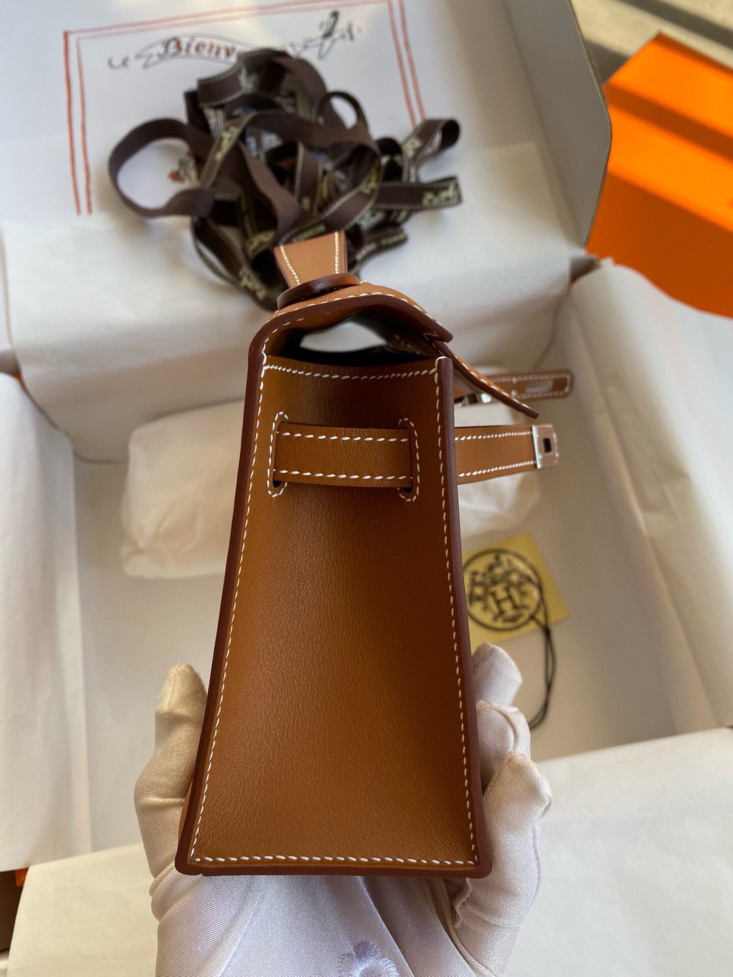 ハーフ手縫い　HERMES　エルメス　ポシェットケリー　スイフト　ミニバッグ　レディース　ハンドバッグ　クラッチバッグ　牛革 - 画像 21