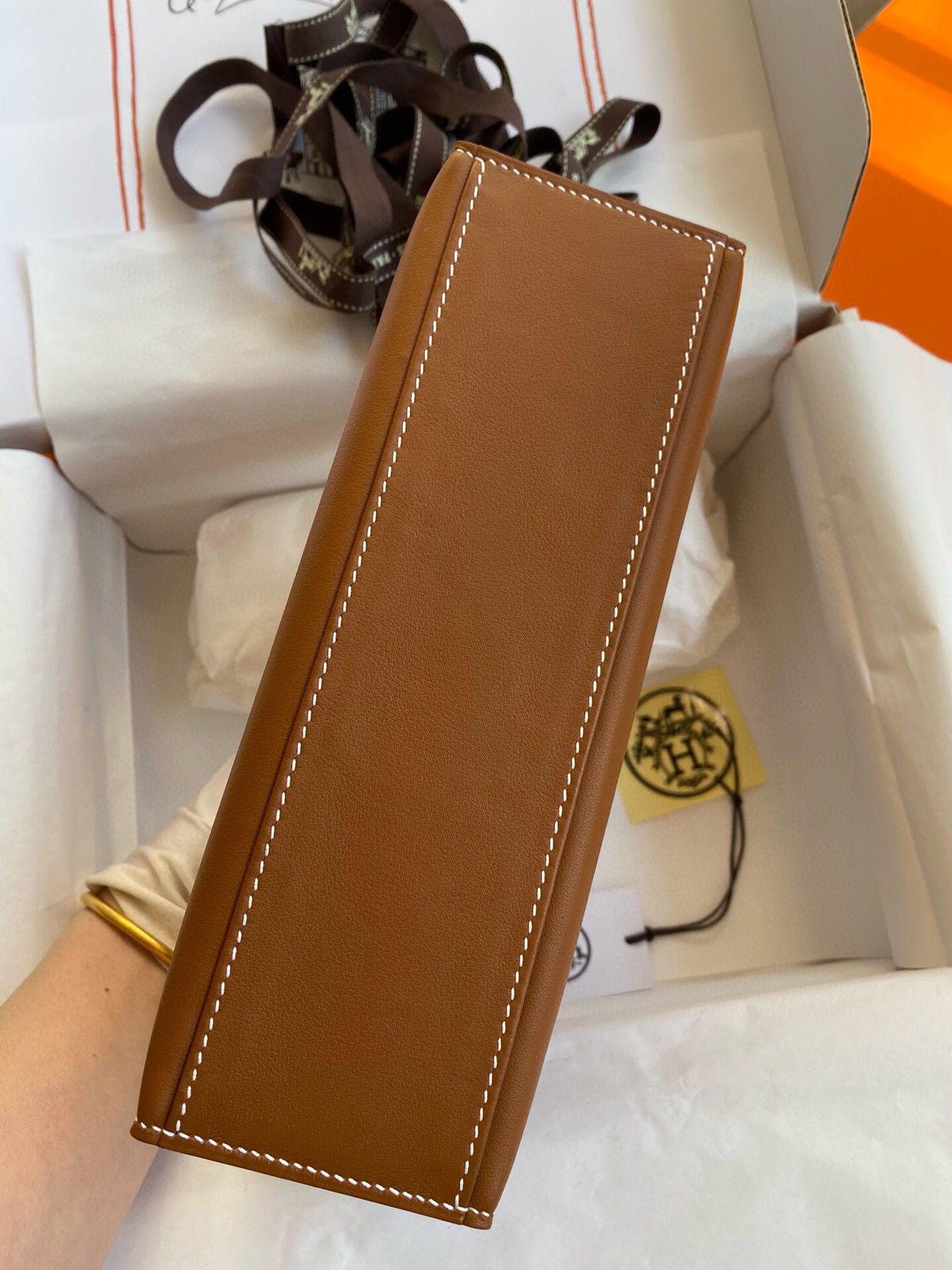 ハーフ手縫い　HERMES　エルメス　ポシェットケリー　スイフト　ミニバッグ　レディース　ハンドバッグ　クラッチバッグ　牛革 - 画像 23