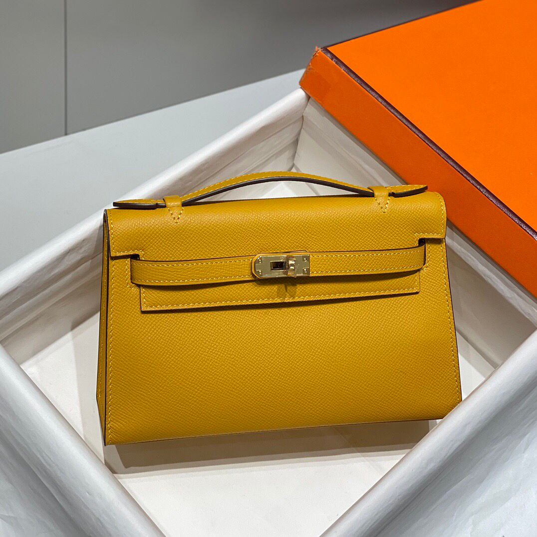 ハーフ手縫い　HERMES　エルメス　ポシェットケリー　エプソン　ミニバッグ　レディース　ハンドバッグ　クラッチバッグ　牛革 - 画像 3