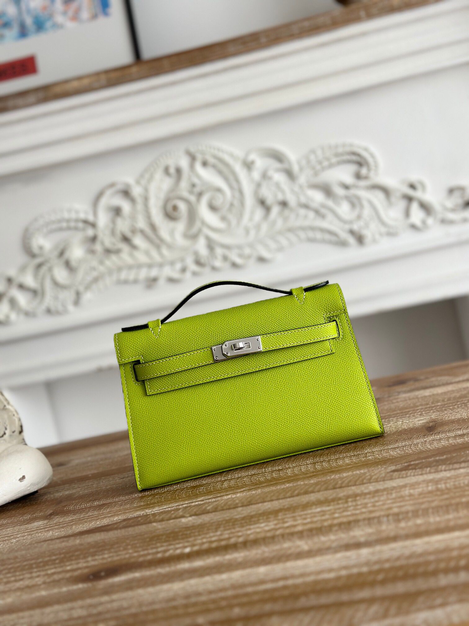 ハーフ手縫い　HERMES　エルメス　ポシェットケリー　エプソン　ミニバッグ　レディース　ハンドバッグ　クラッチバッグ　牛革 - 画像 11