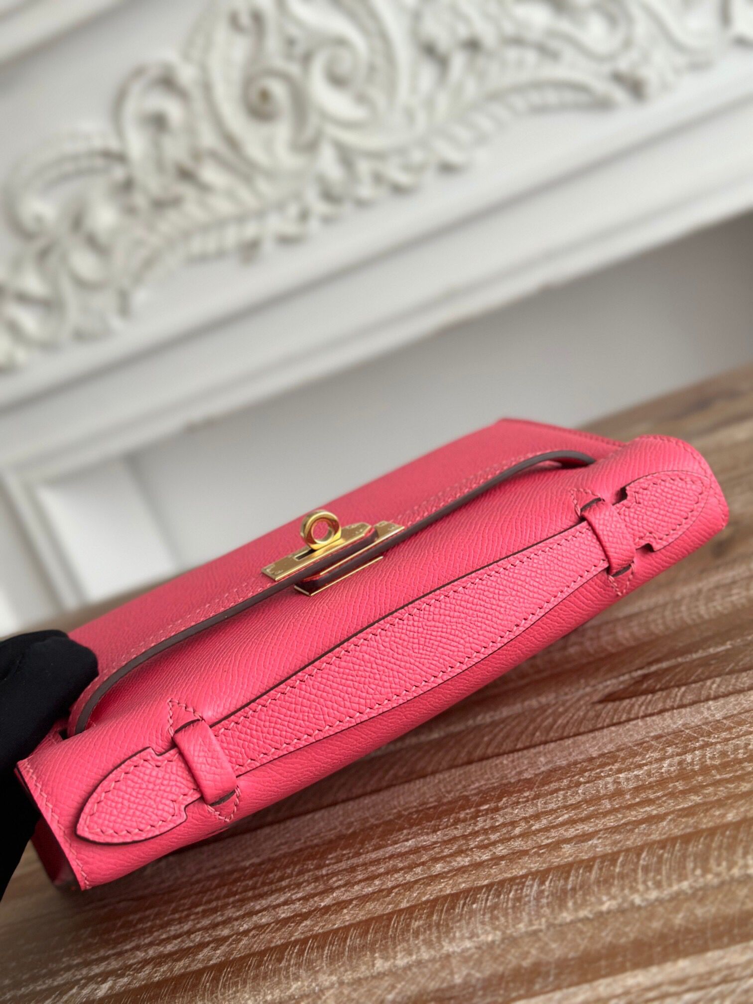 ハーフ手縫い　HERMES　エルメス　ポシェットケリー　エプソン　ミニバッグ　レディース　ハンドバッグ　クラッチバッグ　牛革 - 画像 15