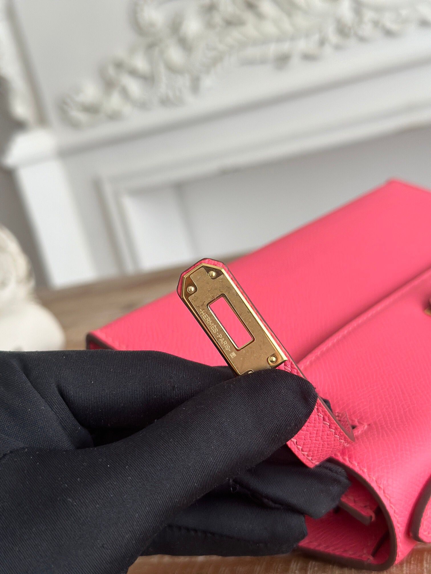 ハーフ手縫い　HERMES　エルメス　ポシェットケリー　エプソン　ミニバッグ　レディース　ハンドバッグ　クラッチバッグ　牛革 - 画像 19